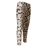 Brown Python Snakeskin Print Men's Compression Pants