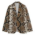 Brown Python Snakeskin Print Men's Cotton Blazer