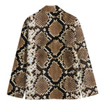 Brown Python Snakeskin Print Men's Cotton Blazer