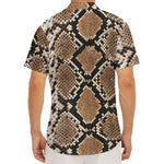 Brown Python Snakeskin Print Men's Deep V-Neck Shirt