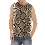 Brown Python Snakeskin Print Men's Fitness Tank Top