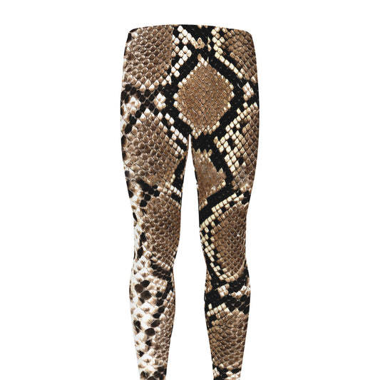 Brown Python Snakeskin Print Men's leggings