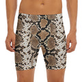 Brown Python Snakeskin Print Men's Long Boxer Briefs