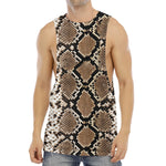Brown Python Snakeskin Print Men's Muscle Tank Top