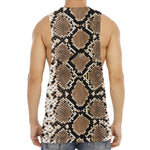 Brown Python Snakeskin Print Men's Muscle Tank Top