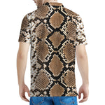 Brown Python Snakeskin Print Men's Polo Shirt