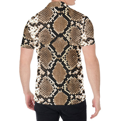 Brown Python Snakeskin Print Men's Shirt