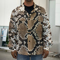 Brown Python Snakeskin Print Men's Shirt Jacket