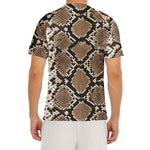 Brown Python Snakeskin Print Men's Short Sleeve Rash Guard