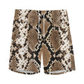 Brown Python Snakeskin Print Men's Athletic Shorts