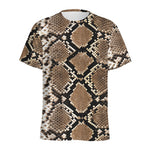 Brown Python Snakeskin Print Men's Sports T-Shirt