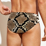 Brown Python Snakeskin Print Men's Swim Briefs