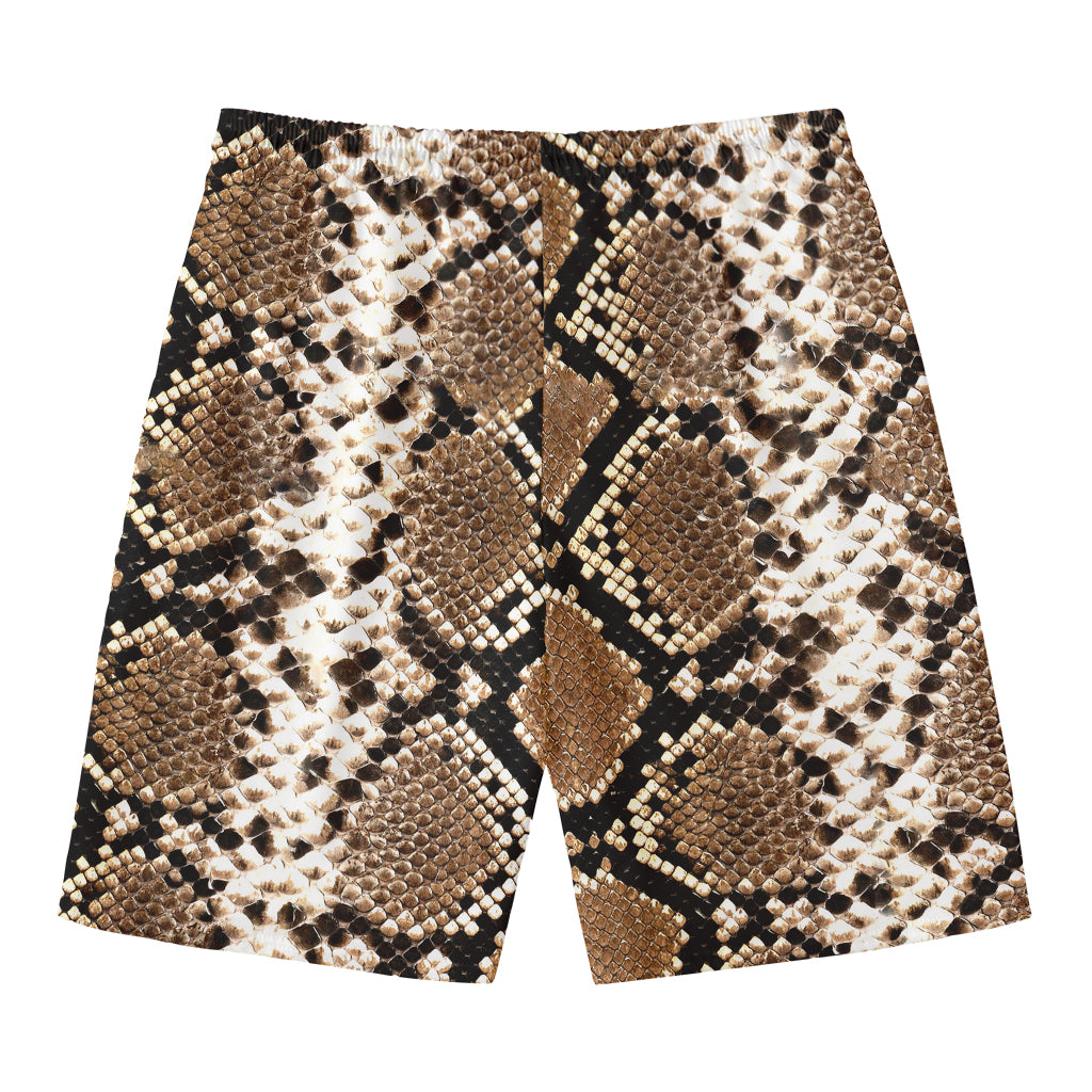 Brown Python Snakeskin Print Men's Swim Trunks