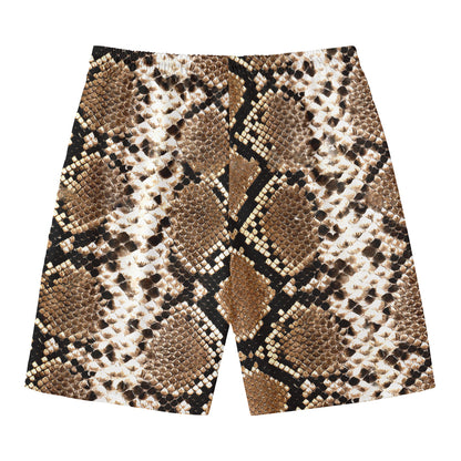Brown Python Snakeskin Print Men's Swim Trunks