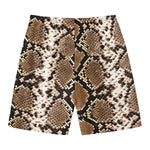 Brown Python Snakeskin Print Men's Swim Trunks