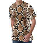 Brown Python Snakeskin Print Men's Velvet T-Shirt