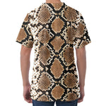 Brown Python Snakeskin Print Men's Velvet T-Shirt