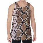 Brown Python Snakeskin Print Men's Velvet Tank Top