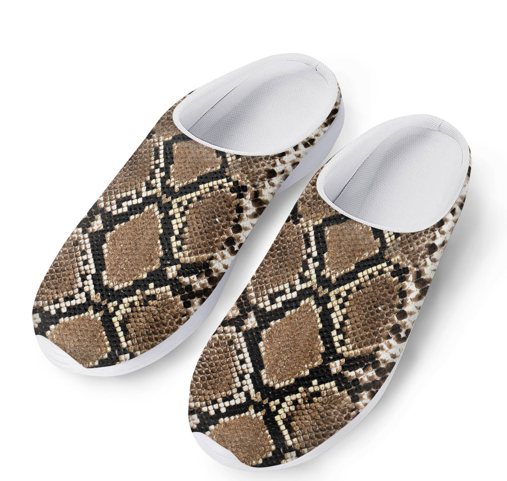 Brown Python Snakeskin Print Mesh Casual Shoes