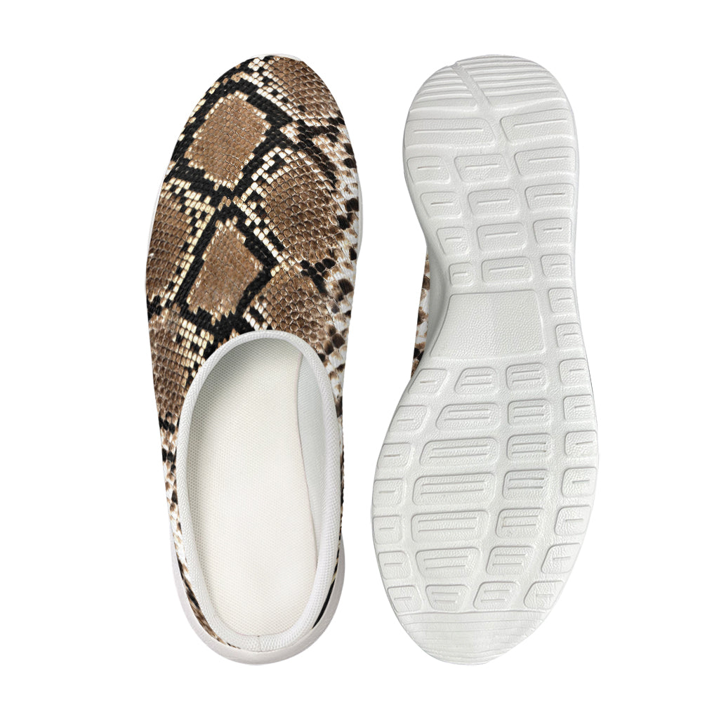 Brown Python Snakeskin Print Mesh Casual Shoes