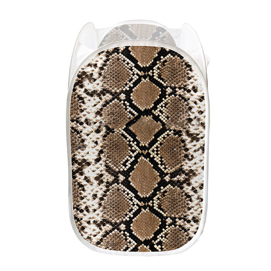 Brown Python Snakeskin Print Mesh Laundry Hamper