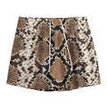 Brown Python Snakeskin Print Mesh Shorts