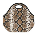 Brown Python Snakeskin Print Neoprene Lunch Bag