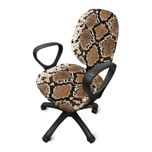 Brown Python Snakeskin Print Office Chair Cover