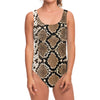 Brown Python Snakeskin Print One Piece Swimsuit