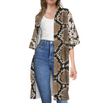 Brown Python Snakeskin Print Open Front Beach Cover Up