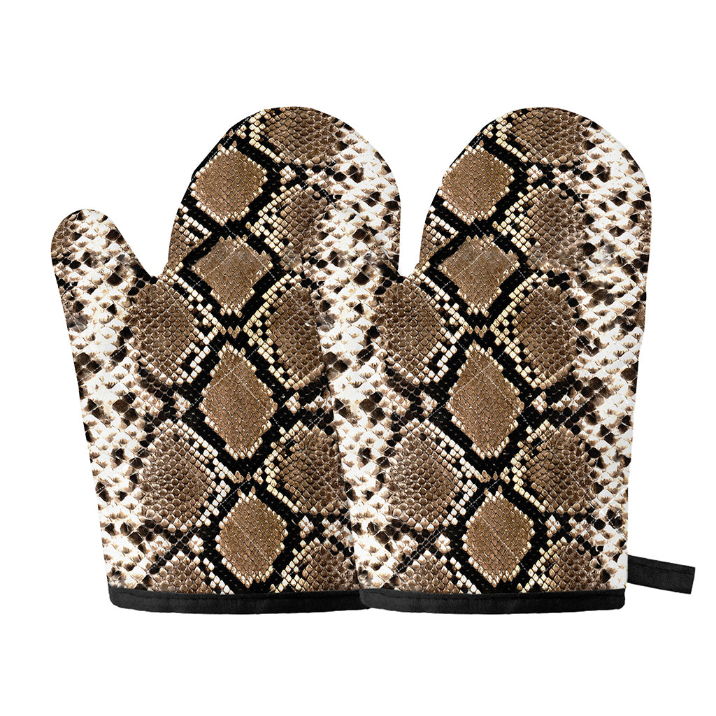 Brown Python Snakeskin Print Oven Mitts