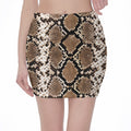 Brown Python Snakeskin Print Pencil Mini Skirt