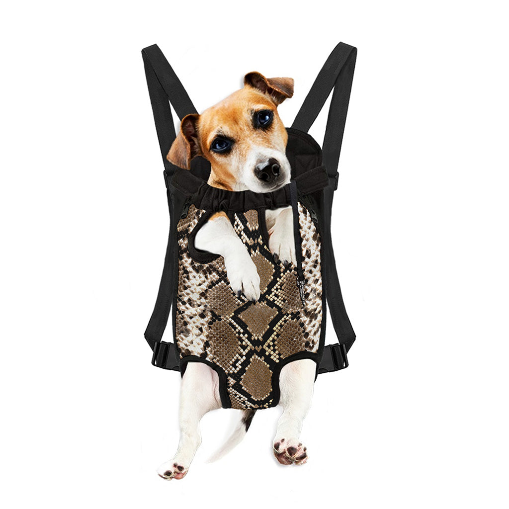 Brown Python Snakeskin Print Pet Carrier Backpack
