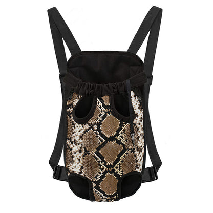 Brown Python Snakeskin Print Pet Carrier Backpack