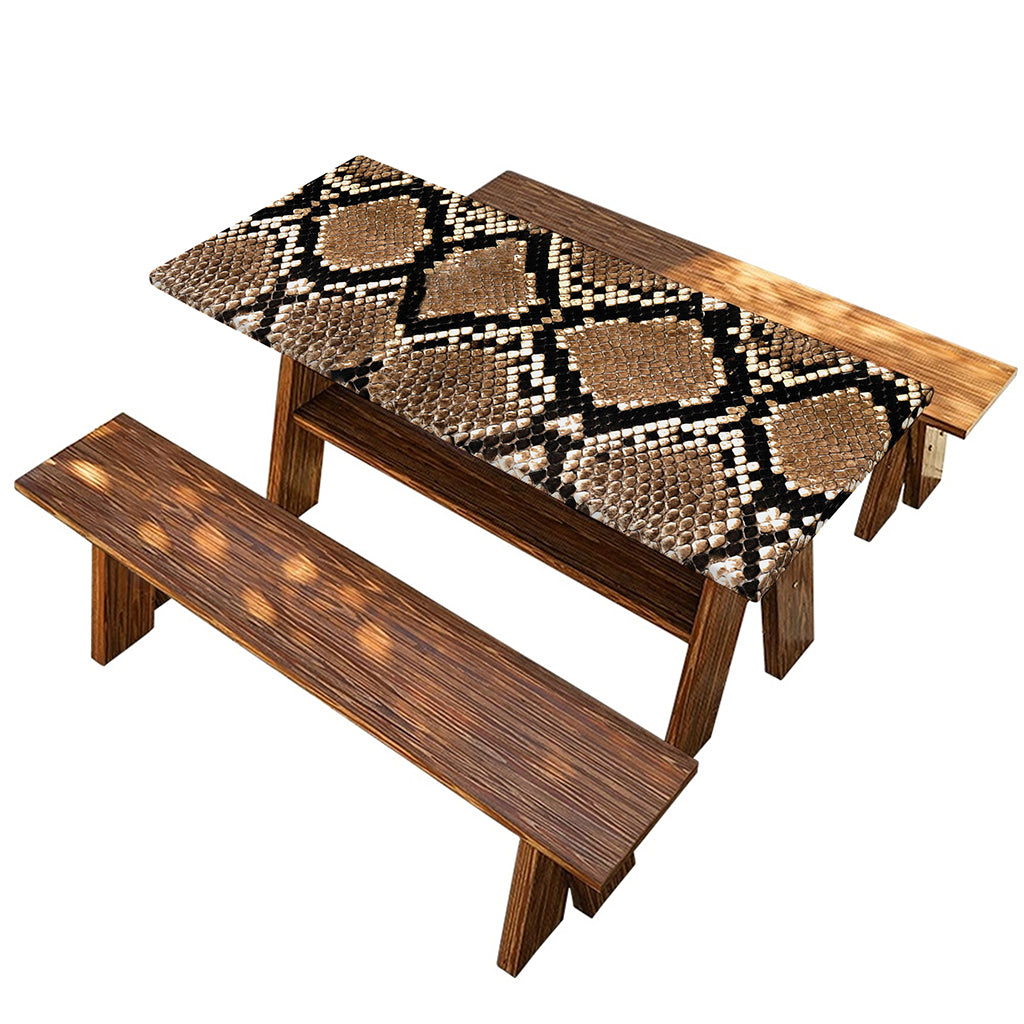 Brown Python Snakeskin Print Picnic Table Cover