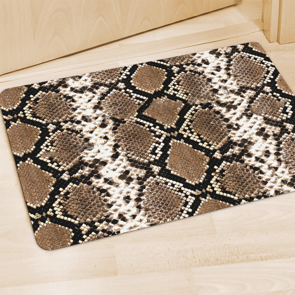 Brown Python Snakeskin Print Polyester Doormat