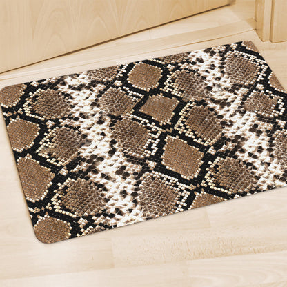 Brown Python Snakeskin Print Polyester Doormat