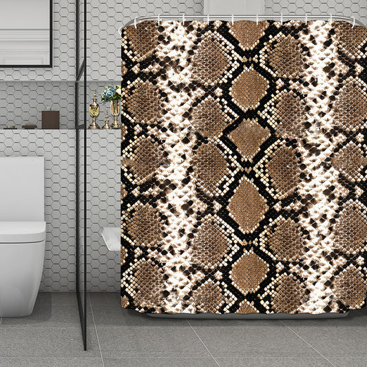 Brown Python Snakeskin Print Polyester Shower Curtain