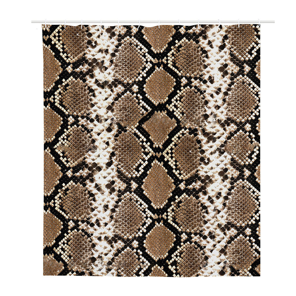 Brown Python Snakeskin Print Polyester Shower Curtain