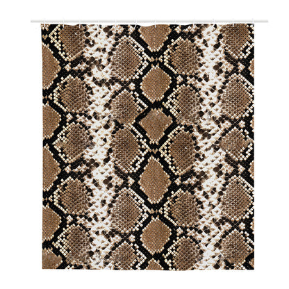 Brown Python Snakeskin Print Polyester Shower Curtain