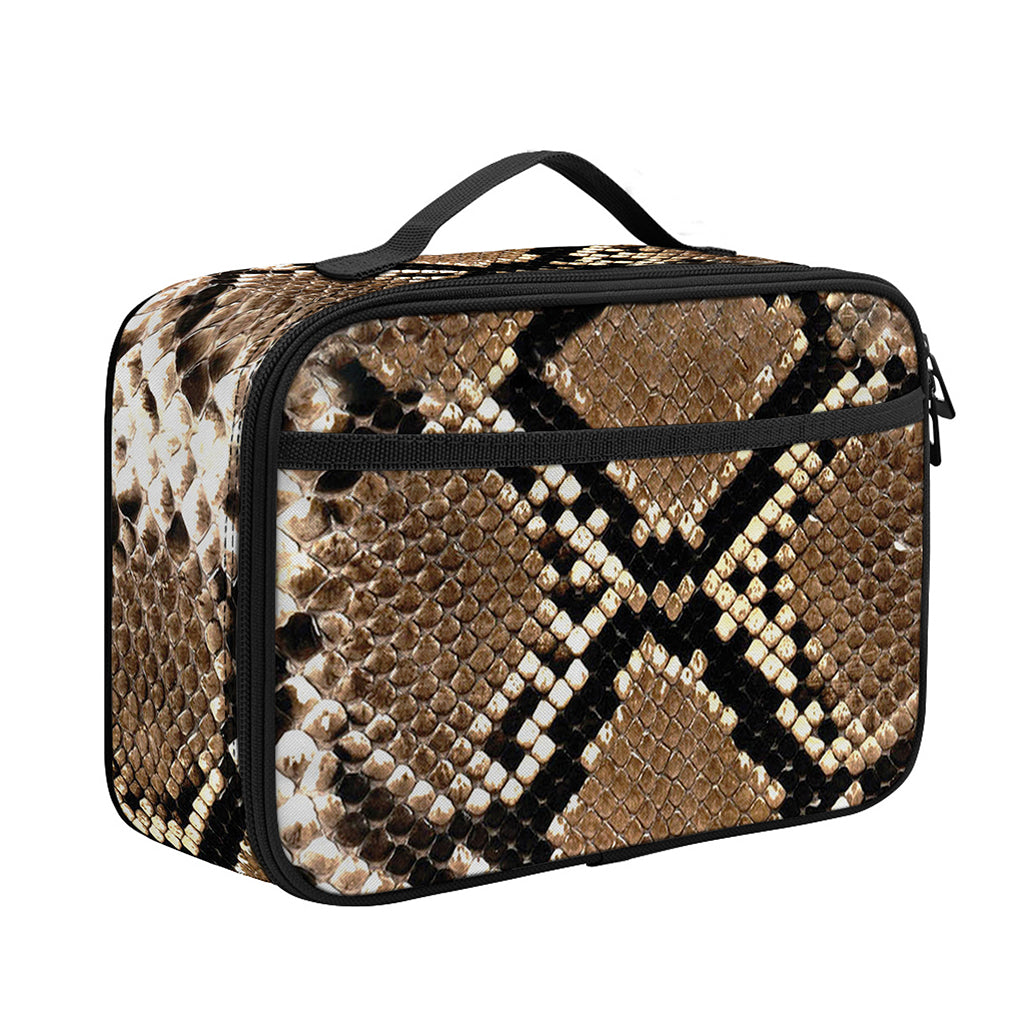 Brown Python Snakeskin Print Portable Lunch Bag
