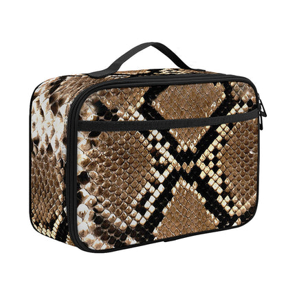 Brown Python Snakeskin Print Portable Lunch Bag