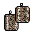 Brown Python Snakeskin Print Pot Holders