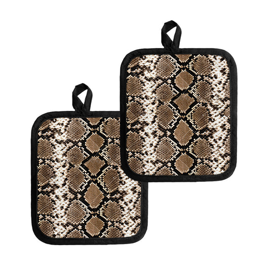 Brown Python Snakeskin Print Pot Holders