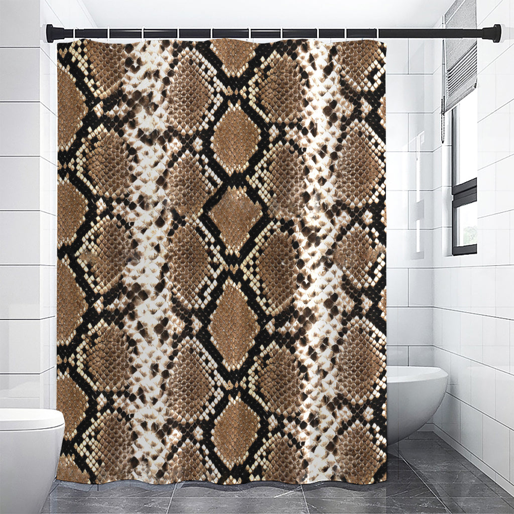 Brown Python Snakeskin Print Premium Shower Curtain