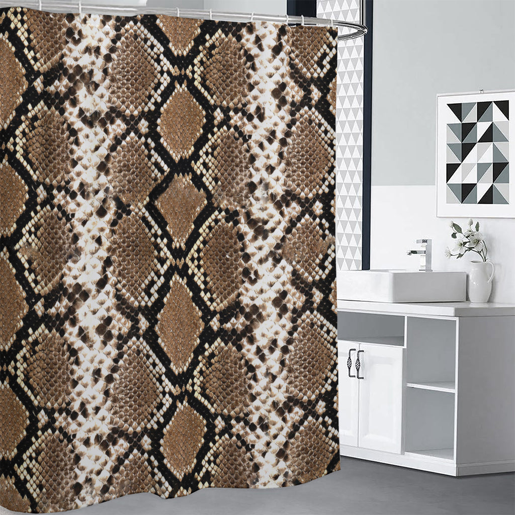 Brown Python Snakeskin Print Premium Shower Curtain