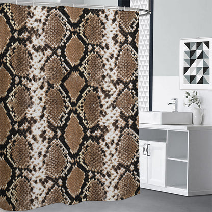 Brown Python Snakeskin Print Premium Shower Curtain