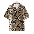 Brown Python Snakeskin Print Rayon Hawaiian Shirt
