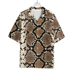 Brown Python Snakeskin Print Rayon Hawaiian Shirt