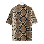 Brown Python Snakeskin Print Rayon Hawaiian Shirt